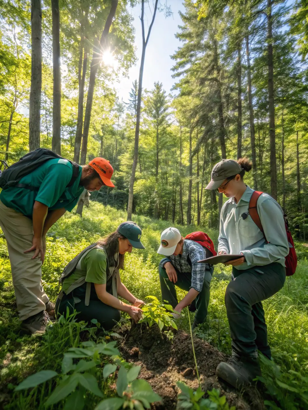 An image showing members of the association conducting a wildlife census in a local forest, highlighting their commitment to monitoring and managing local fauna.