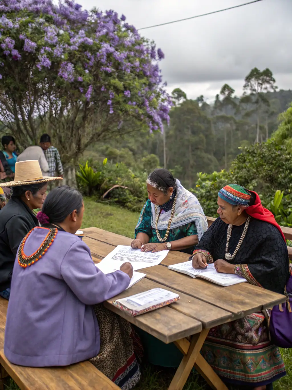A group of community members participating in an educational workshop on ecological stewardship, fostering awareness and responsibility.