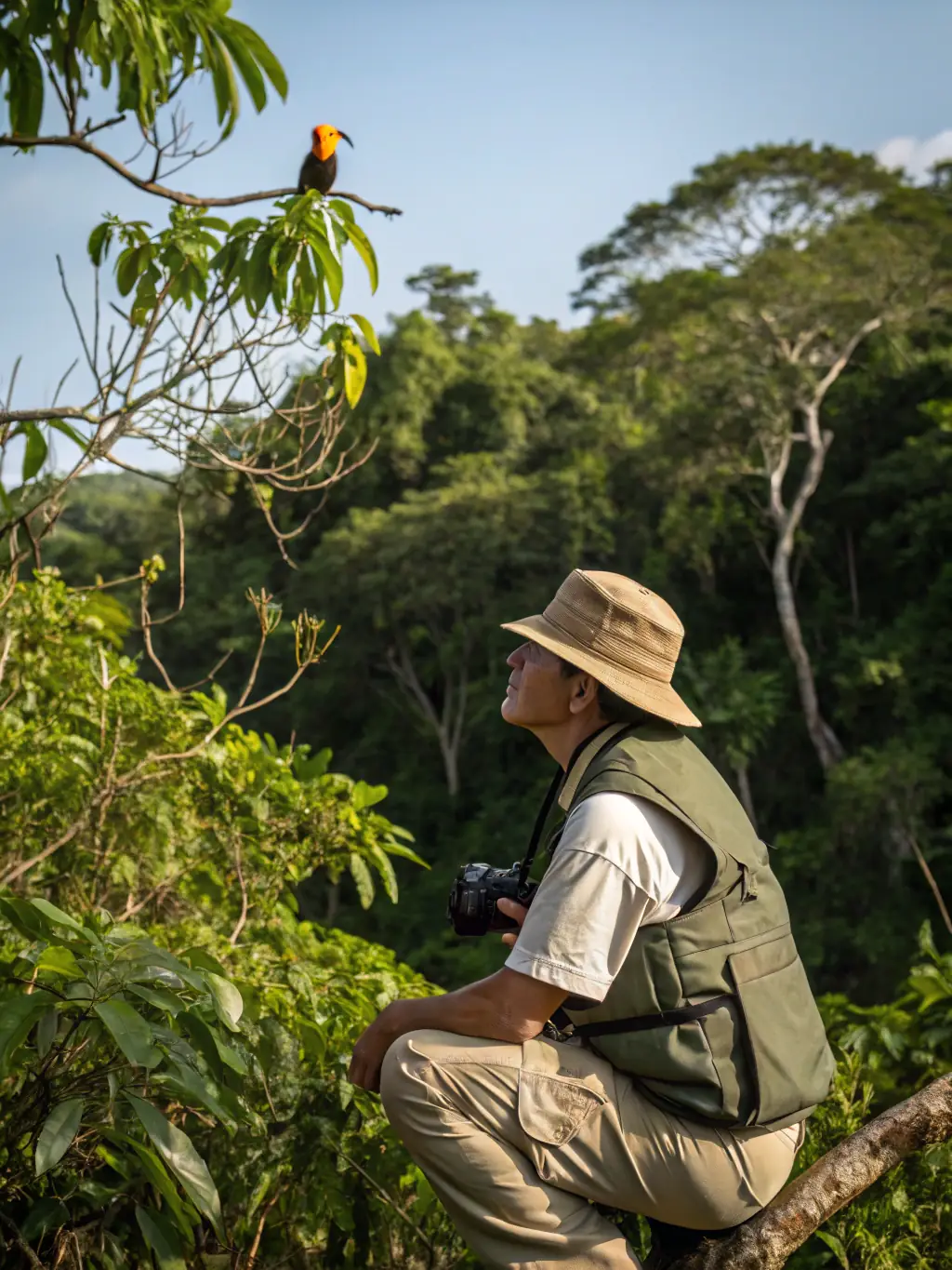 A close-up shot of a wildlife expert monitoring a specific species, highlighting the importance of species regulation.